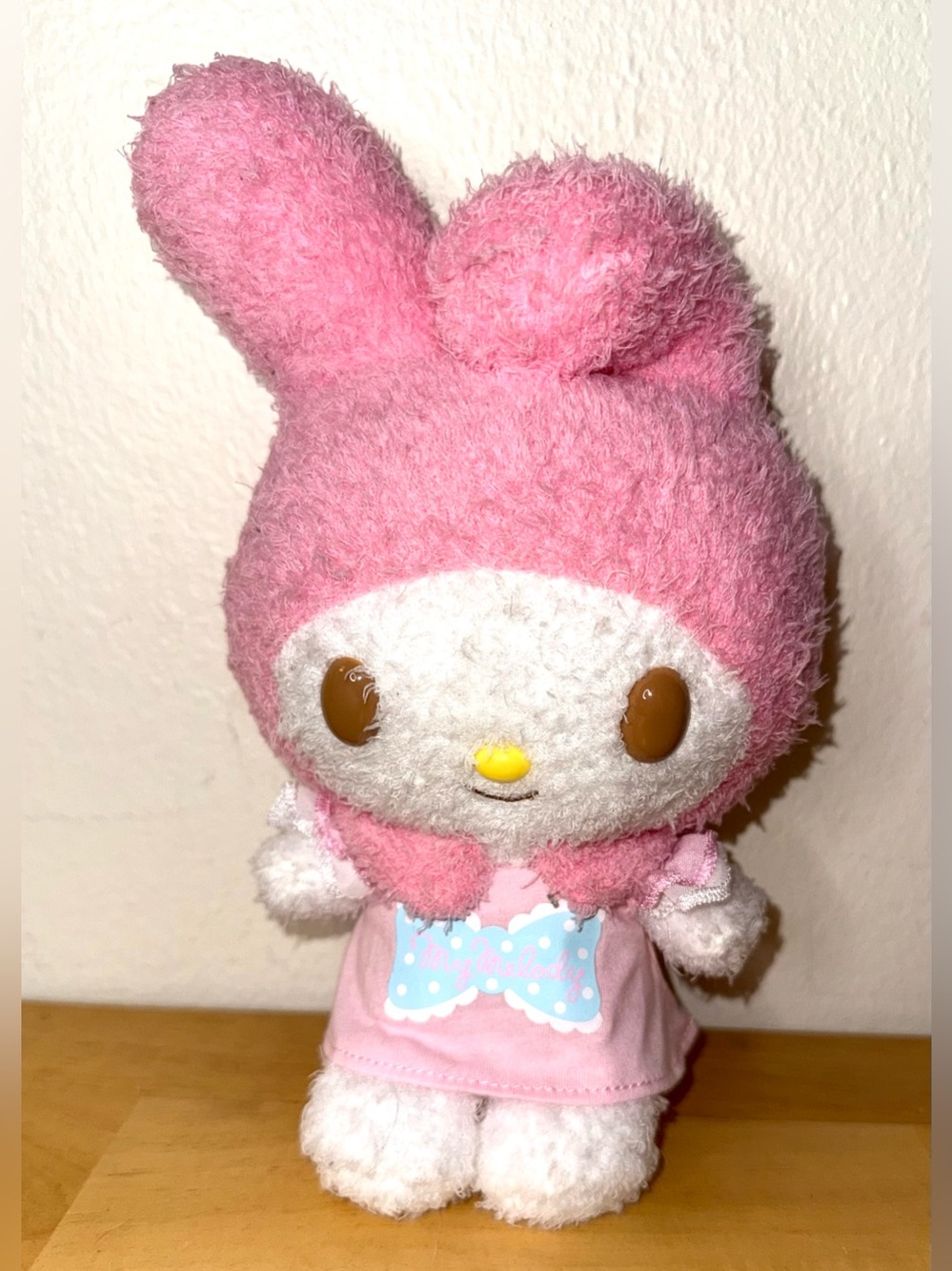My Melody Sanrio Plush 2015 Pink Dress Blue Bow Stuffed Animal